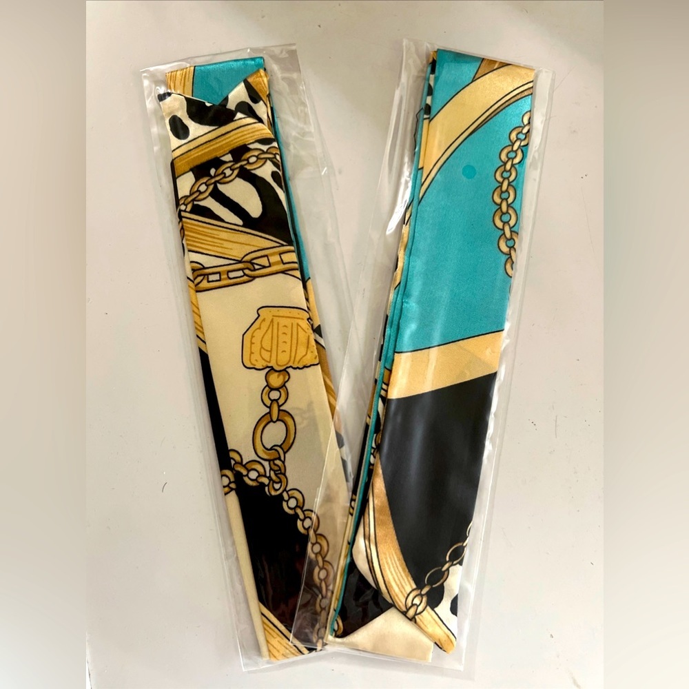 New unbranded Set of 2 Twilly Scarf for bags or head neck scarf